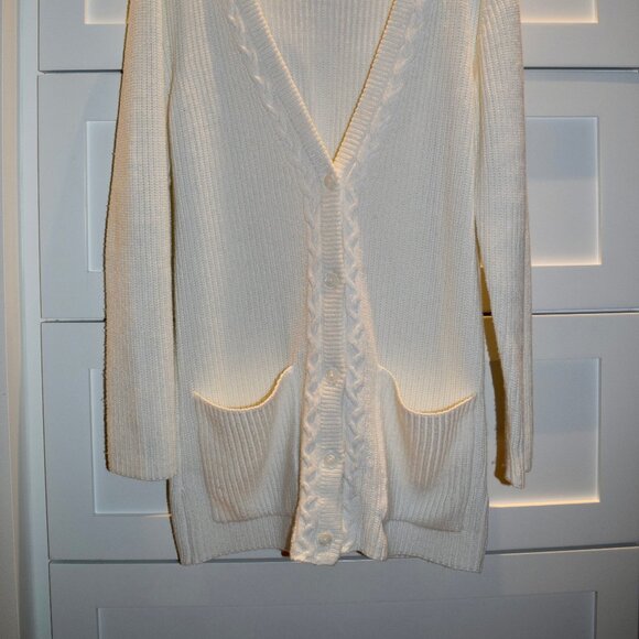 NYDJ Ivory Button Front COTTON Blend Cardigan S Like New~Washed not Worn - Picture 4 of 5